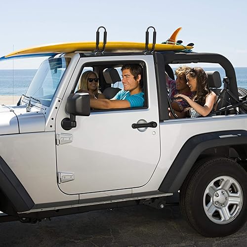 Miniatura 5 de Goplus Porta-kayak universal de 2 pares en forma de J, canoa, barco, surf, esquí, techo montado en coche, SUV, camión, furgoneta