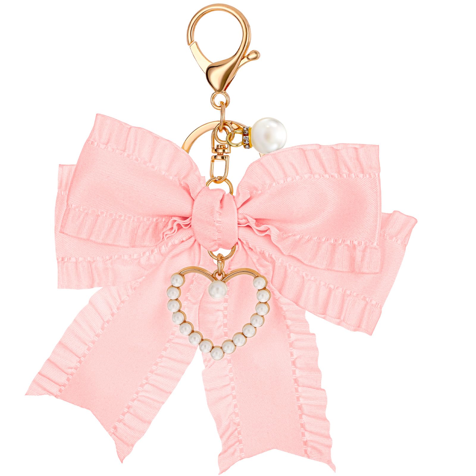 Bow Purse Keychain Charm Bow Keychain Bag Charm for Women Purse, Cute Handbag Charms Bows Key chain Pearl Wristlet Keychains Backpack Keychains Charms Accessories for Purses Key Chains Car Keys