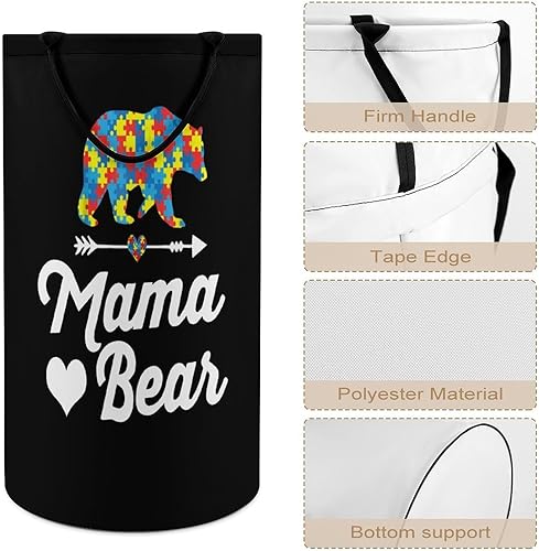 Miniatura 4 de Mama Bear Autism Awareness Collapsible Laundry Basket Large Tall Dirty Clothes Hamper Storage Bag Blanket Organizer