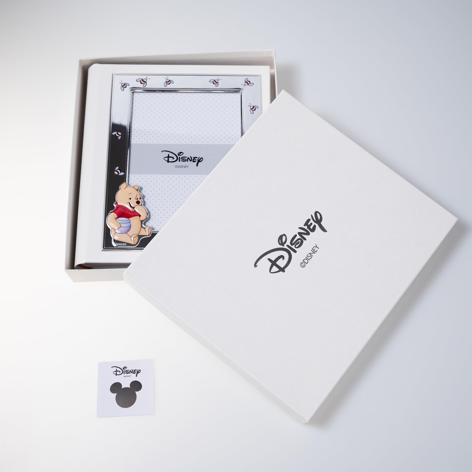 VALENTI & CO. Disney Baby Winnie The Pooh - Álbum de fotos infantil con marco de plata para regalo bautizo recién nacido o cumpleaños niños