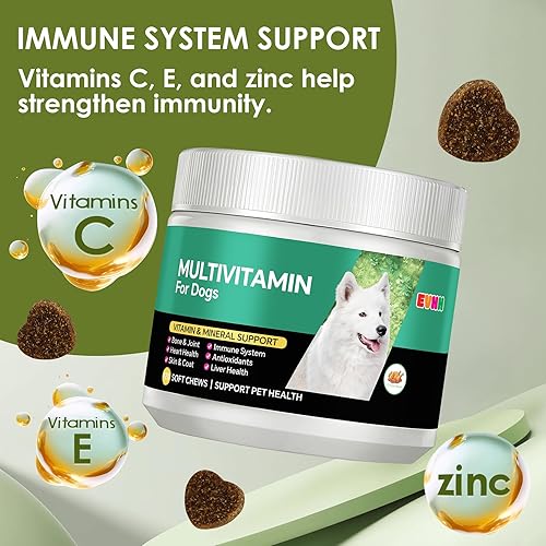 Miniatura 6 de Masticables multivitamínicos para perros con vitaminas y minerales esenciales, salud de la piel y el pelaje, apoyo inmunológico, cuidado del corazón