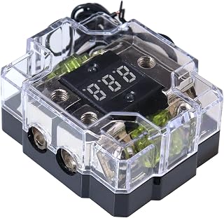 100A Fuse Holder Digital Display One Out Two Insurance Seat 100A Fuse Block Car Audio Digital Led Display Audio 4 8 10 Gauge in Out (1 in 2way)