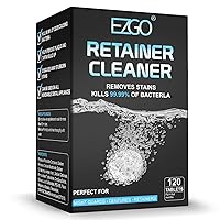 Vista 1 de EZGO Tabletas limpiadoras de retenedores, tabletas de limpieza de dentaduras para protector bucal, protector nocturno y aparatos dentales