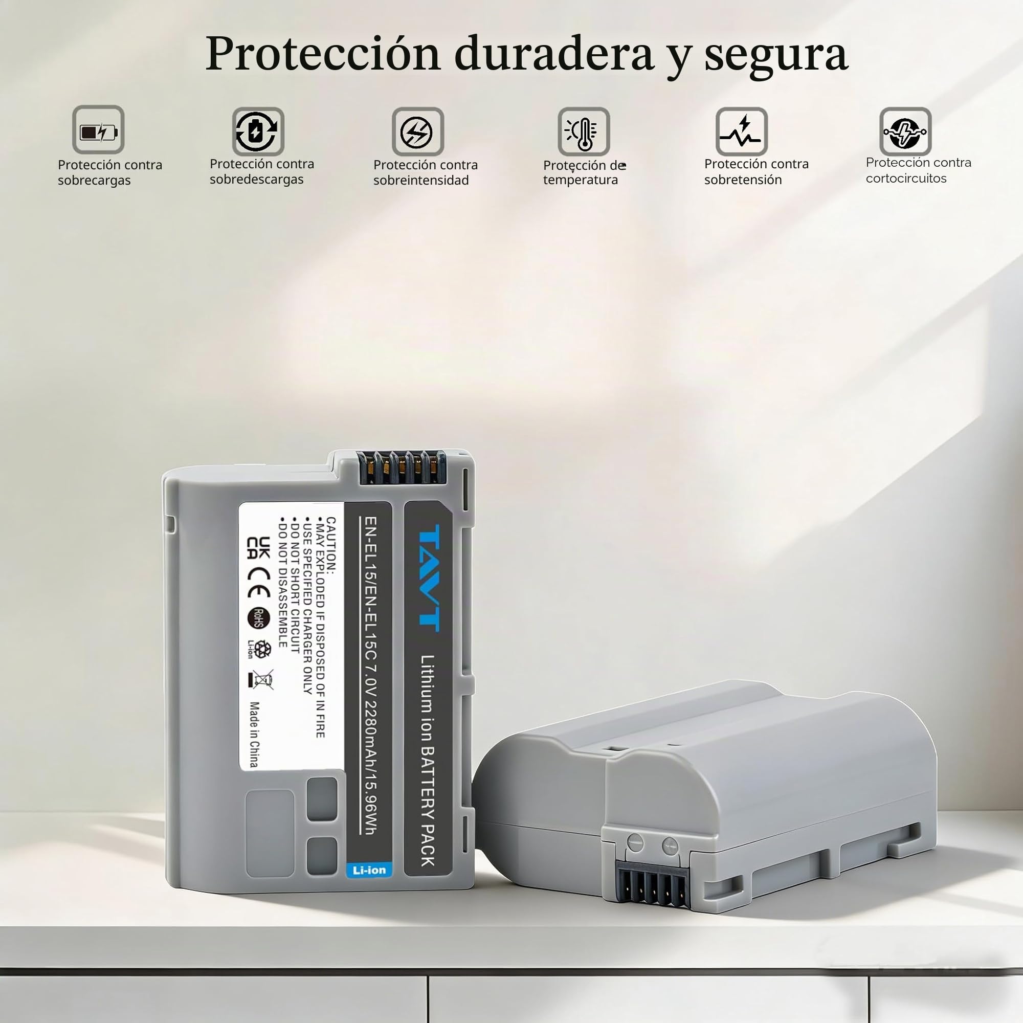 2Pcs EN-EL15 EN-EL15C EN-EL15b Batería con Cargador para Nikon Z6, Z6II, Z6 III, Z7, Z8 D7500 D7000 D7100 D7200 D500 D600 D610 D750 D780 D800 D800E D810A D850