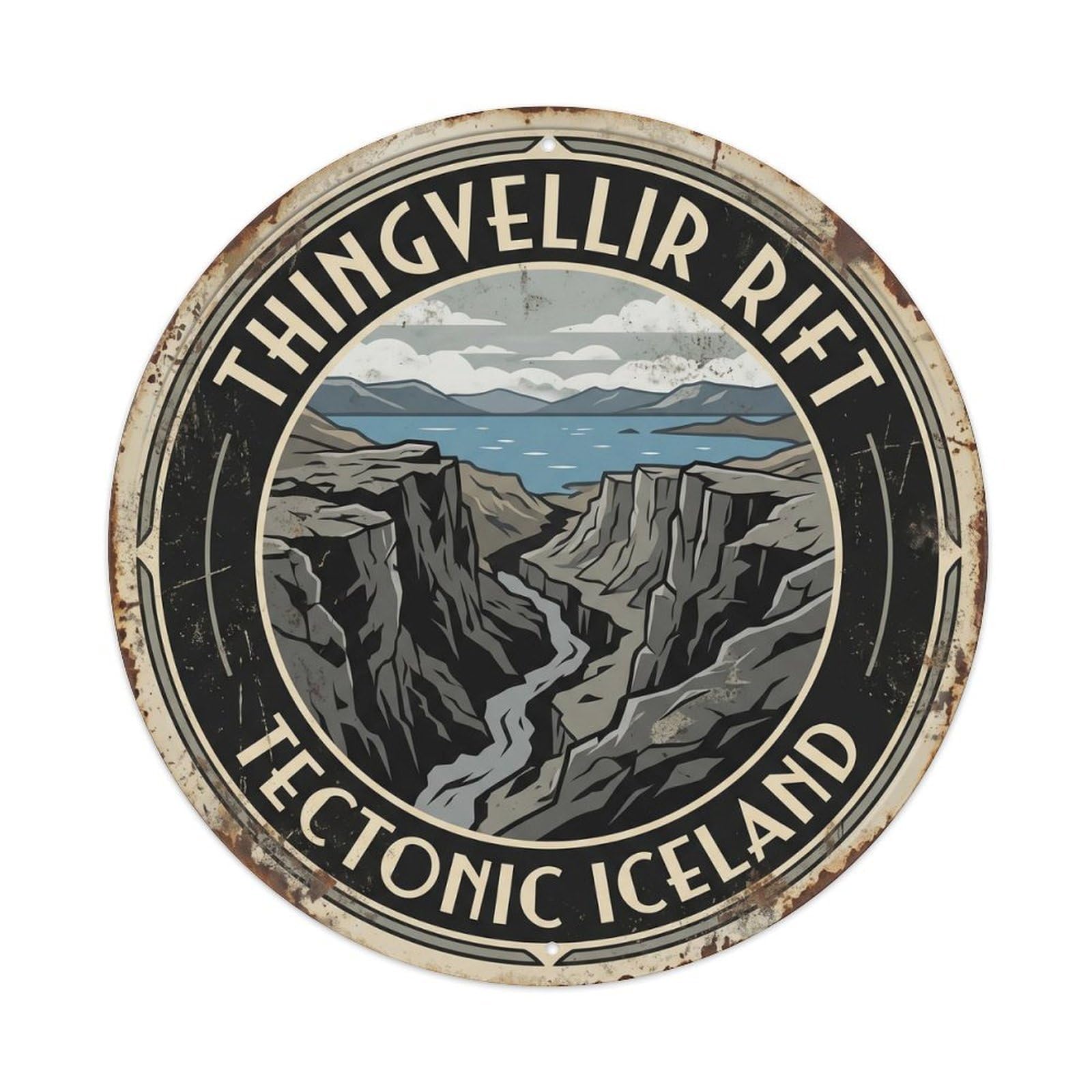 Thingvellir Rift Tectonic Iceland Park Metal Tin Sign