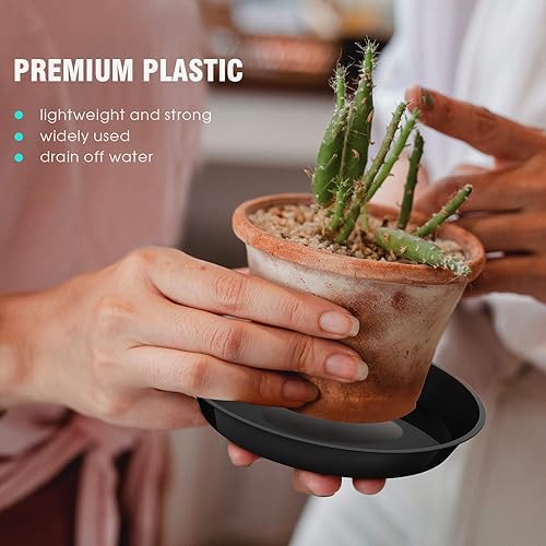 Miniatura 4 de DUNPUTE Paquete de 6 platillos para plantas de 4, 6, 8, 10, 12, 14, 16, 18, 20, 22 pulgadas, bandeja de plástico resistente y duradera, accesorios