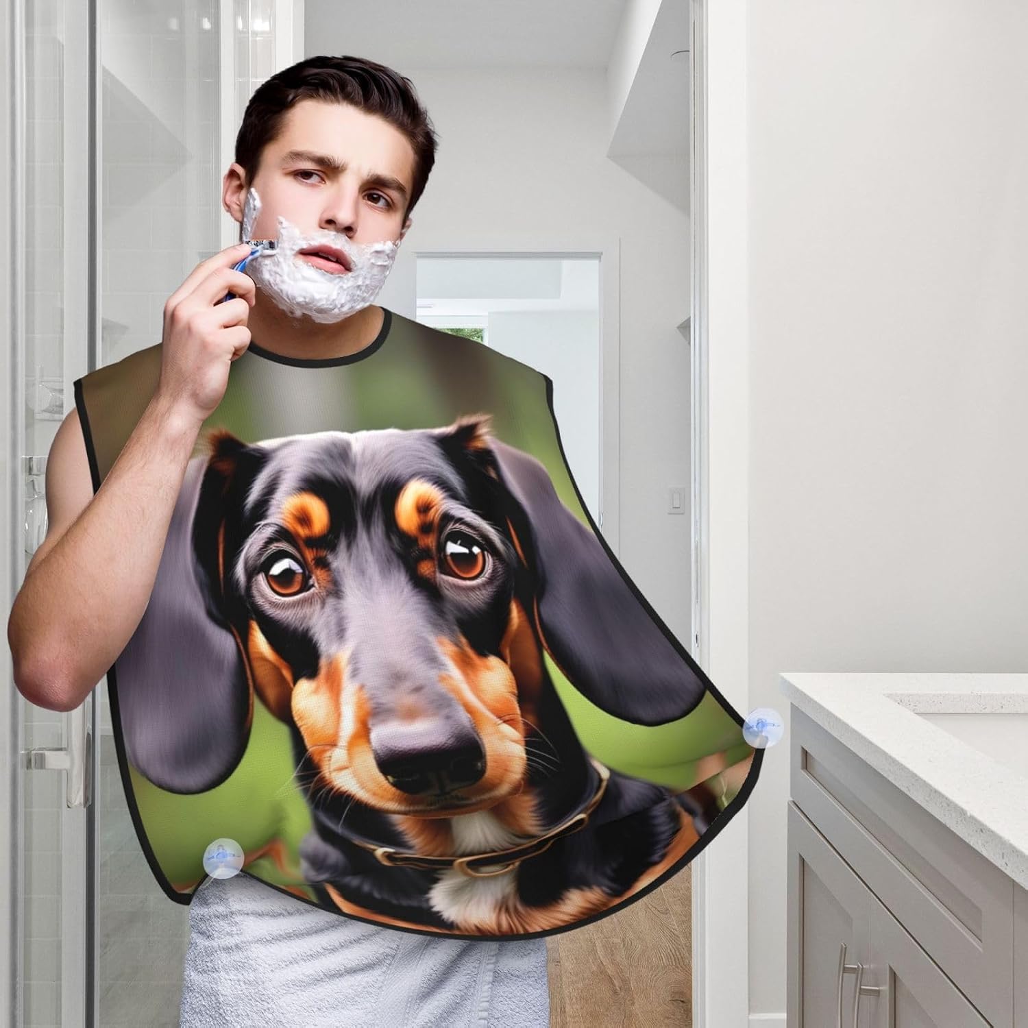 Dachshund Weiner Pet Dogs Print Beard Bib Apron, Shaving Apron For Dad, Men'S Hair Catcher For Shaving Best Gifts For Dad