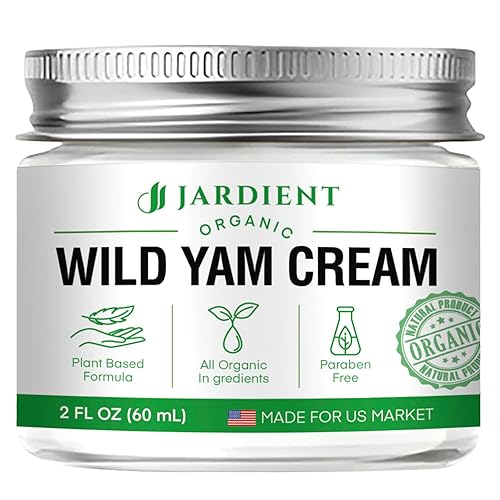 Wild Yam Cream Balance Hormonal Fórmula orgánica natural para alivio de la menopausia y apoyo menstrual como sofocos sudores nocturnos, 2 onzas