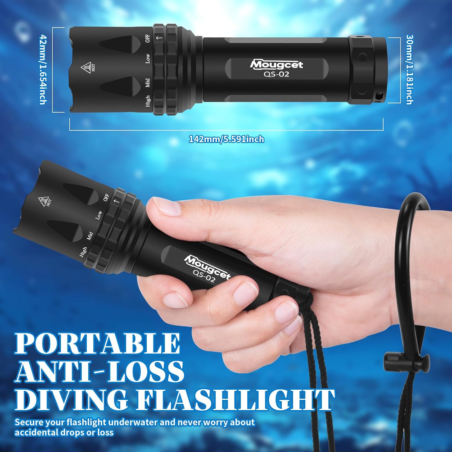 Dive Light 3000 Lumens Scuba Diving Flashlight, IPX8 Waterproof 262ft Underwater Flashlight with 3 Modes, Rechargeable Diving Light for Night Diving Cave Snorkeling