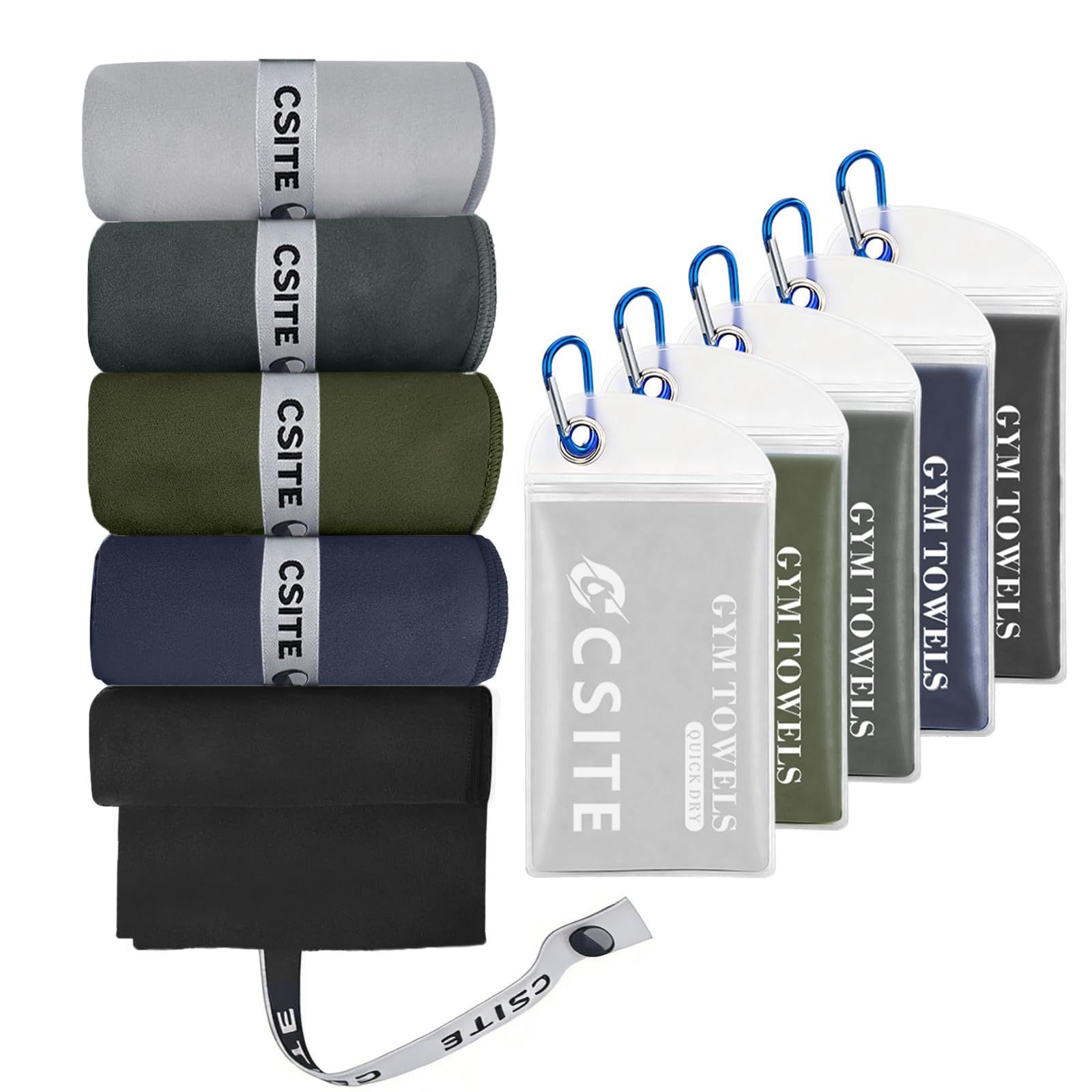 Microfiber Gym Towels 5 Pack - Quick Dry & Highly Absorbent, Stays Fresh, Soft & Compact Sweat Towel for Workout, Yoga, Running, Tennis, Camping, Men & Women-image-45