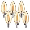FLSNT 40W Equivalent LED Chandelier Light Bulbs, Dimmable Amber LED B11 E12 Candelabra Base Bulbs, 2200K Warm White, 330LM, 6 Pack UL,CA65 Listed.