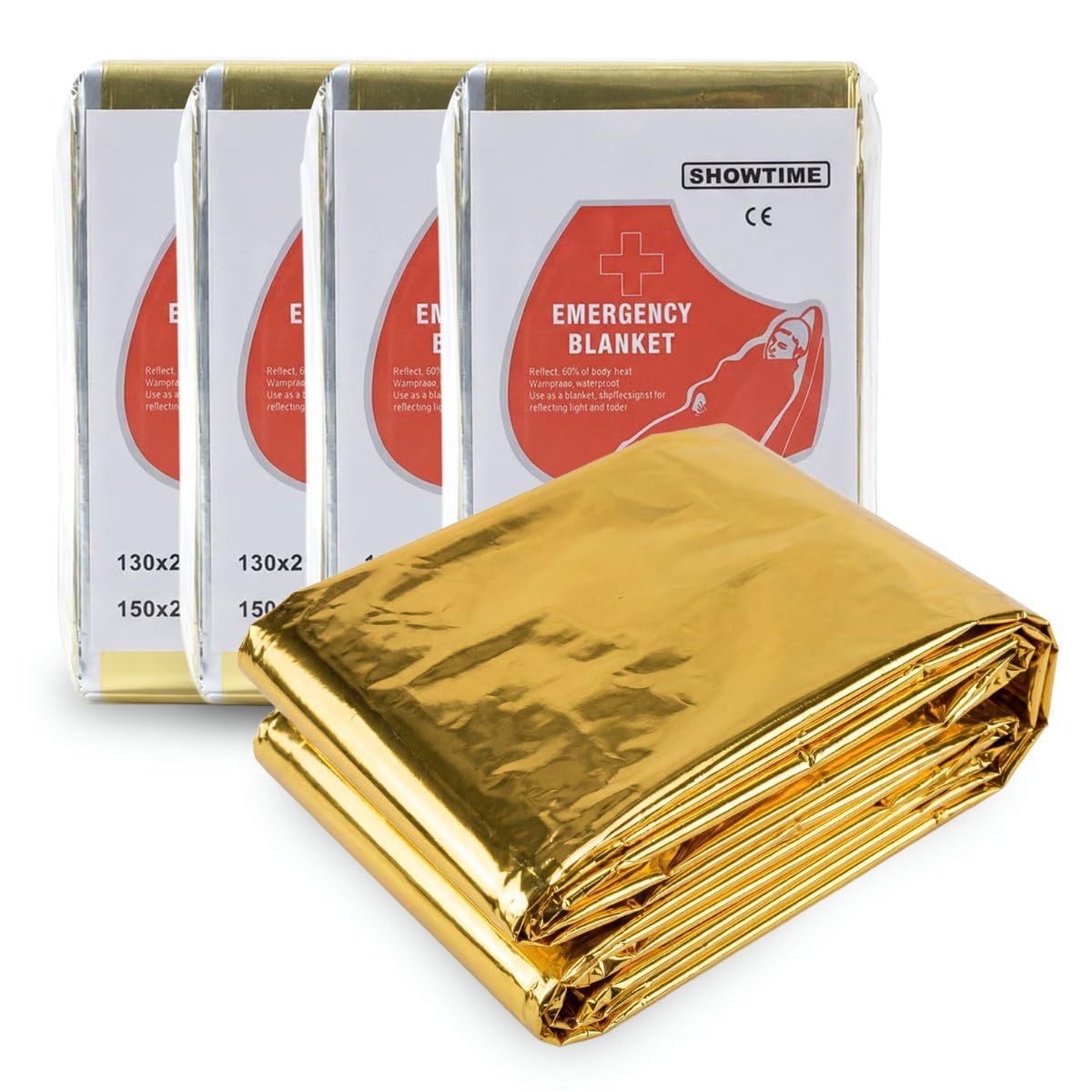 Isolierdecke 4er Set - 160x210 - Rettungsdecke - Notdecke - Warmhaltedecke - Gold - Silber - Notdecke/Wärmedecke - Thermodecke - Erste-Hilfe-Decke - Notdecke - Wärmedecken - Kriegsdecke