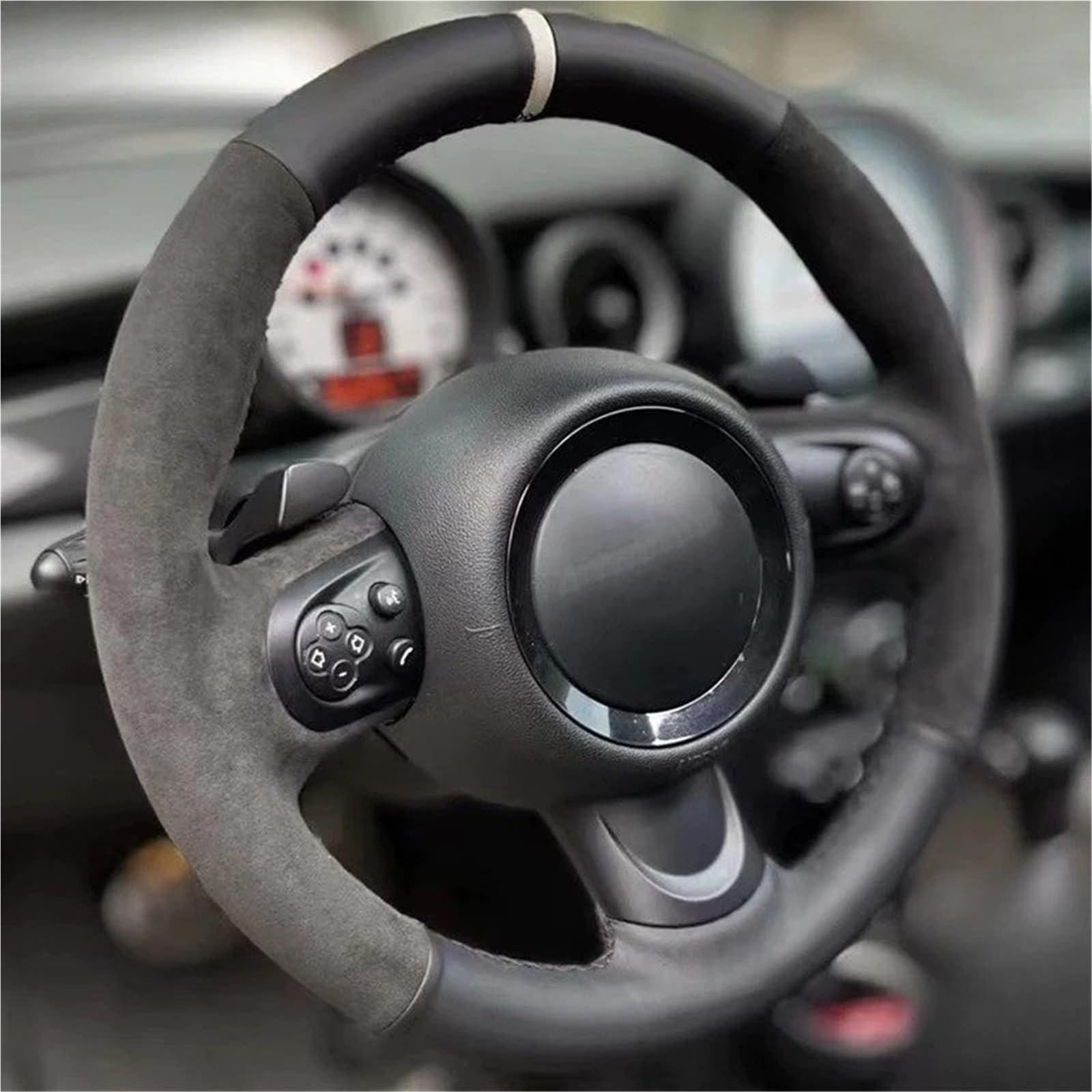 Funda para Volante de Coche de Cuero Genuino Cosida a Mano (2) para Mini Cooper Hatchback R56 R57 Clubman Clubvan y Coupé