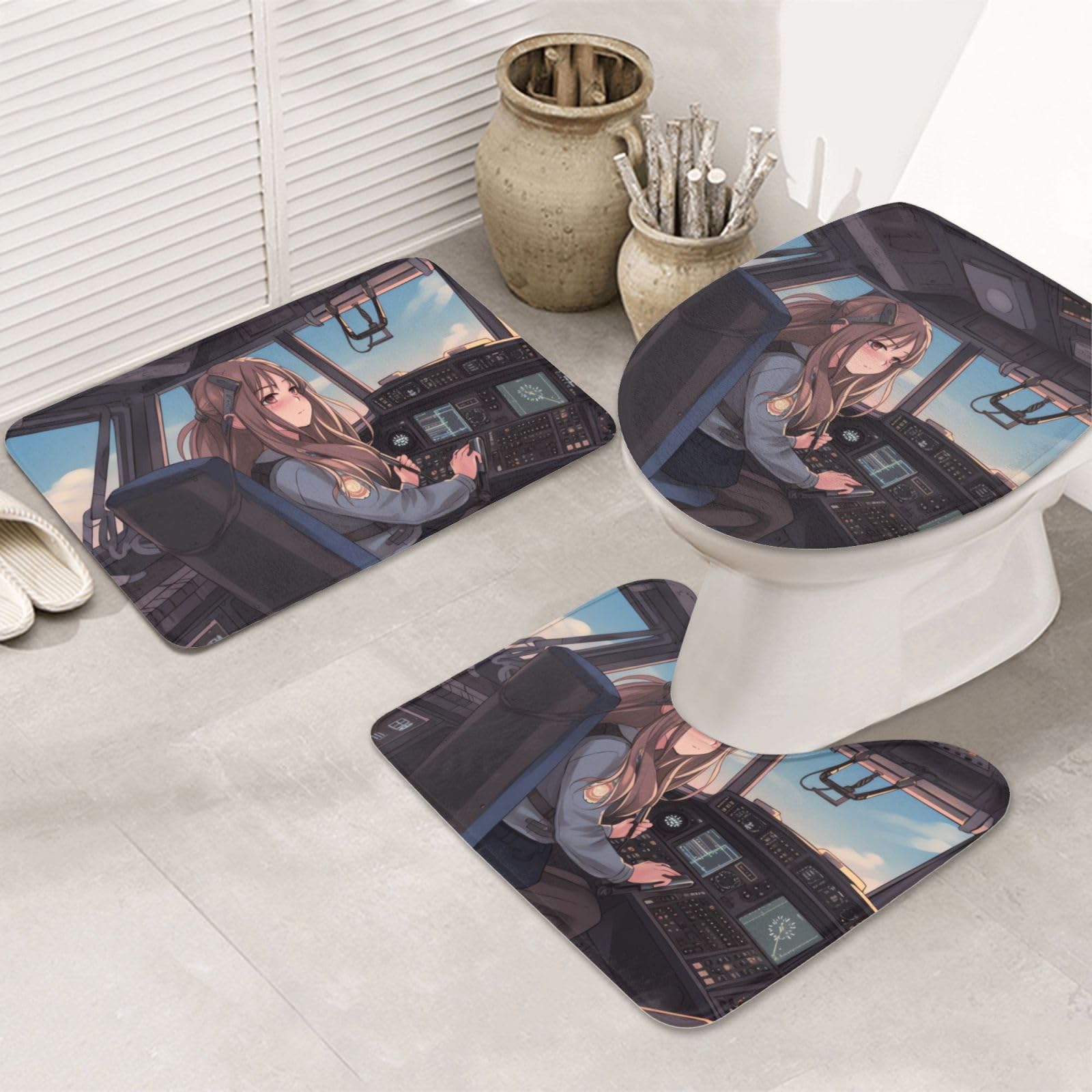 Tapis de bain motif avion cockpit pour créer une ambiance moderne et originale