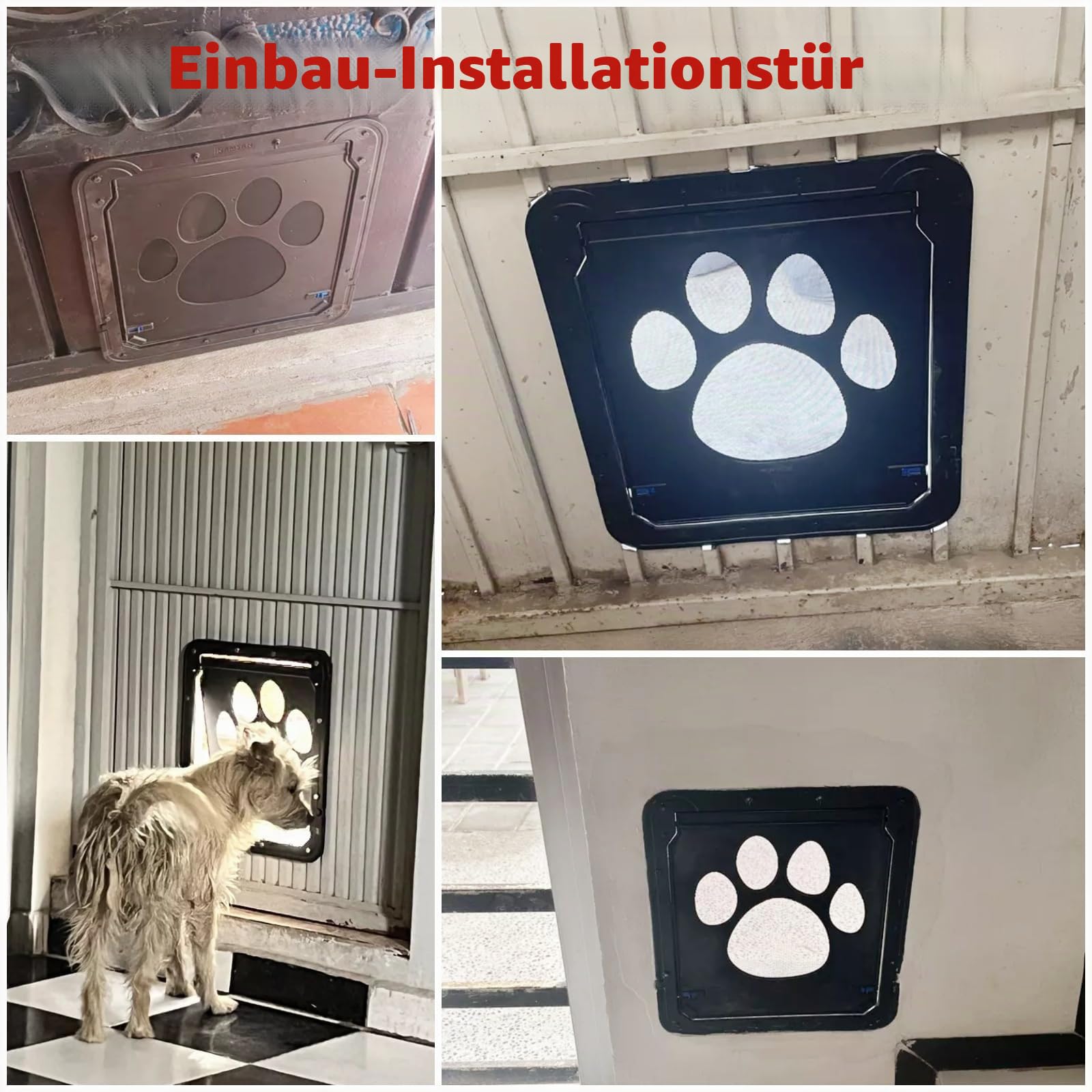 NAMSAN Haustierklappe Fliegengitter mit Fenster Katzenklappe Fliegengittertür Abschließbar Hundeklappe für Katzen/Welpen Hunde