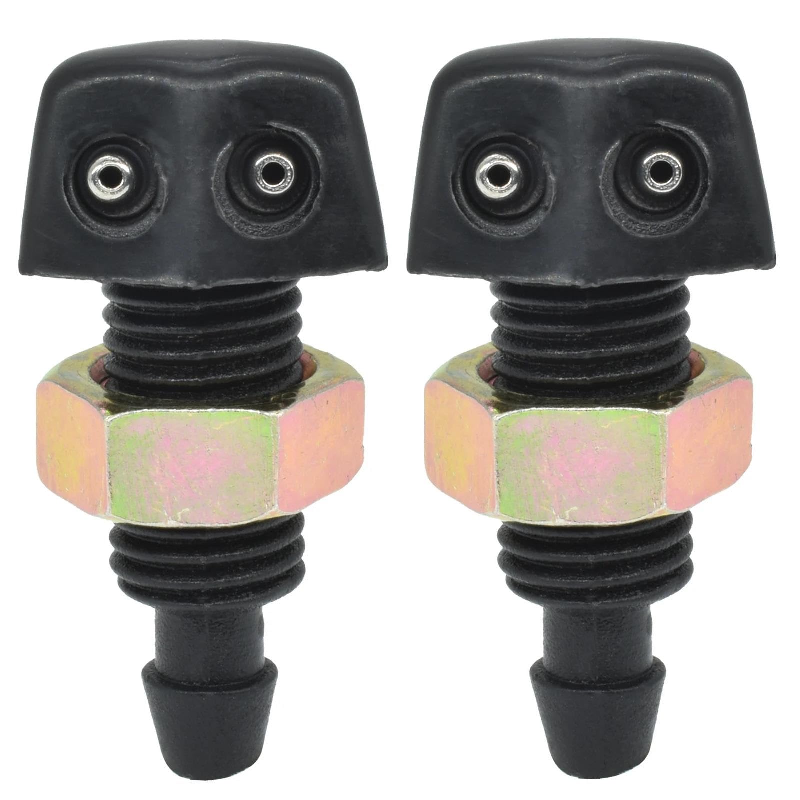 Universal Windshield Wiper Washer Nozzle Sprayer – Front Mount, Black, Adjustable