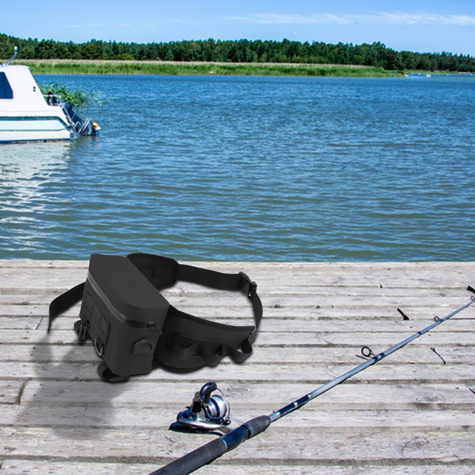 Torba na sprzęt wędkarski saszetka saszetka kołowrotek wędkarski torba na przynętę na kemping podróż czarna, 2 zestawy (czarne), 26cmx16cmx4cm