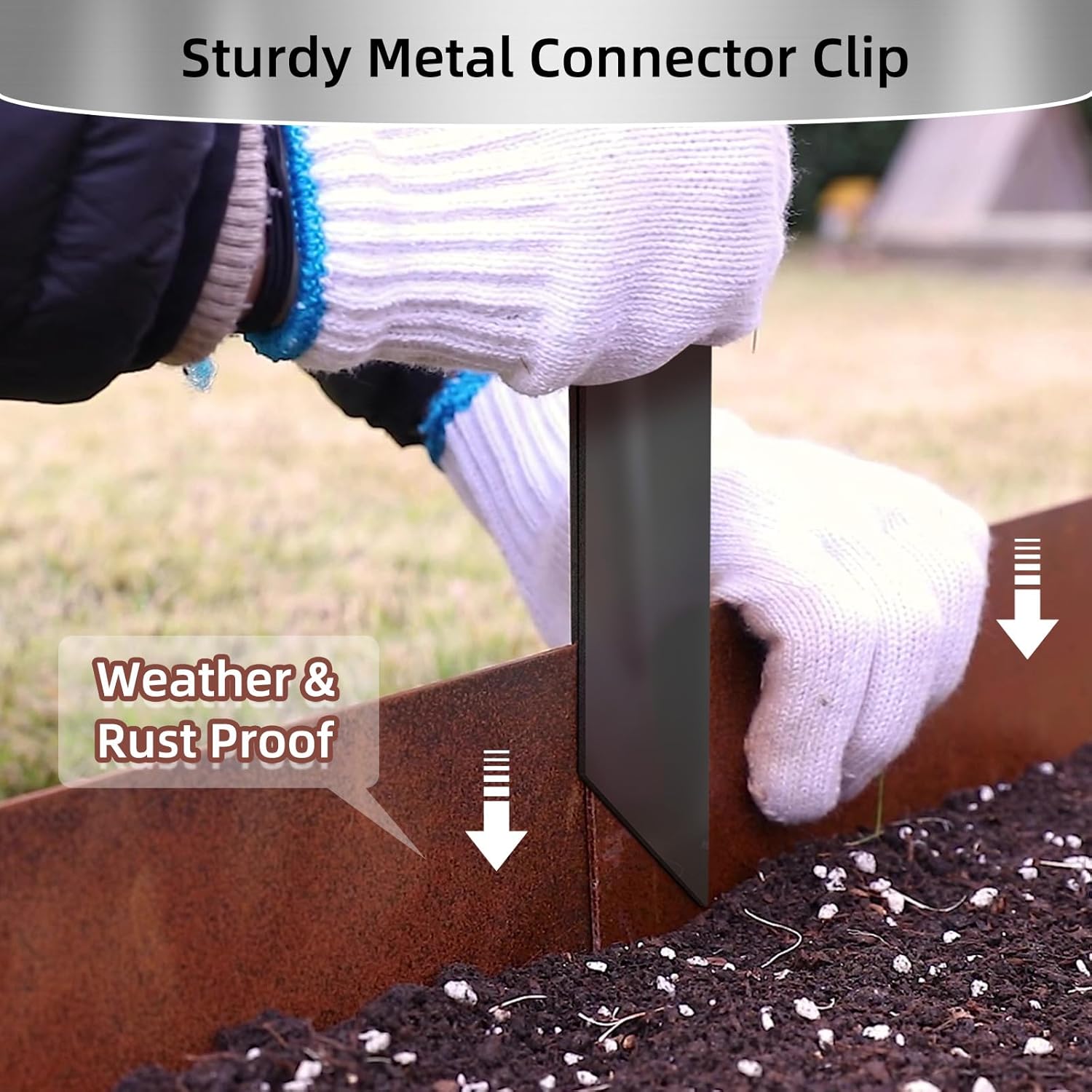 6 Pack Black Straight Clips for 6 & 8 inch Edging Corten Steel Landscape Edging Clip, Garden Border Edging Clip for Landscaping Steel Lawn Edging Clip