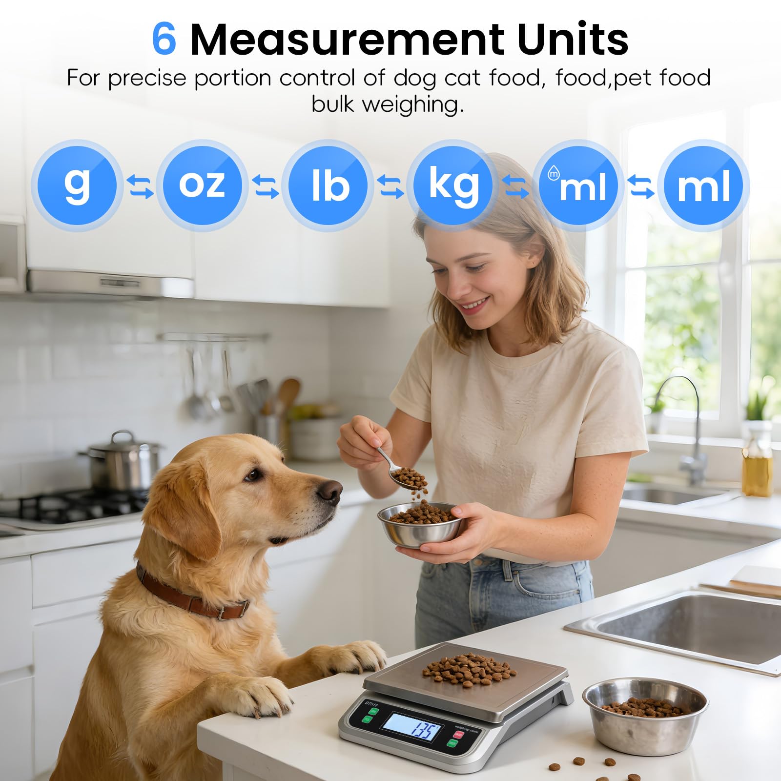 Báscula de cocina de 40 kg, báscula de alimentos grande para cocinar panadería, contar, báscula digital de acero inoxidable 304 con pantalla LCD, báscula eléctrica para hornear con función tara