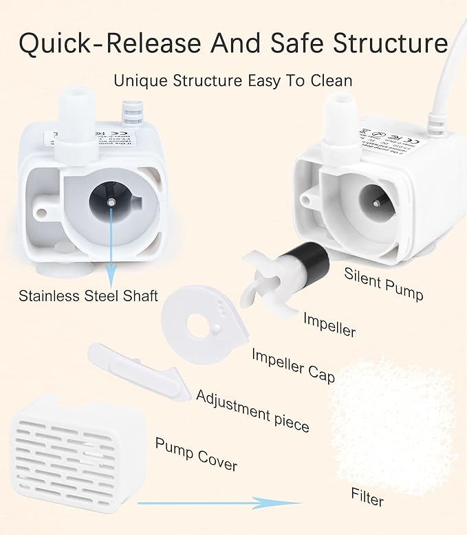 Bomba de repuesto para fuente de agua para gatos HAPUP DC5V (90L/H) miniatura 5