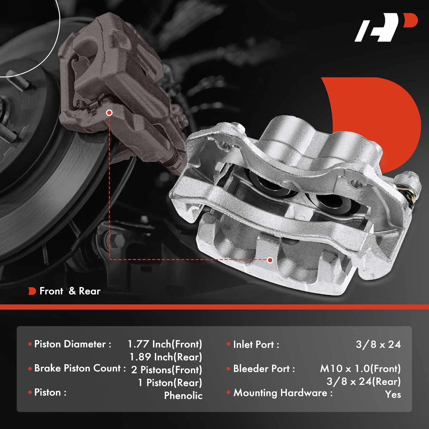 A-Premium Disc Brake Caliper Assembly with Bracket Compatible with Select Jeep Models - Grand Cherokee 1999-2004, 4.0L/4.7L - Front and Rear, Driver and Passenger, 4-PC Set