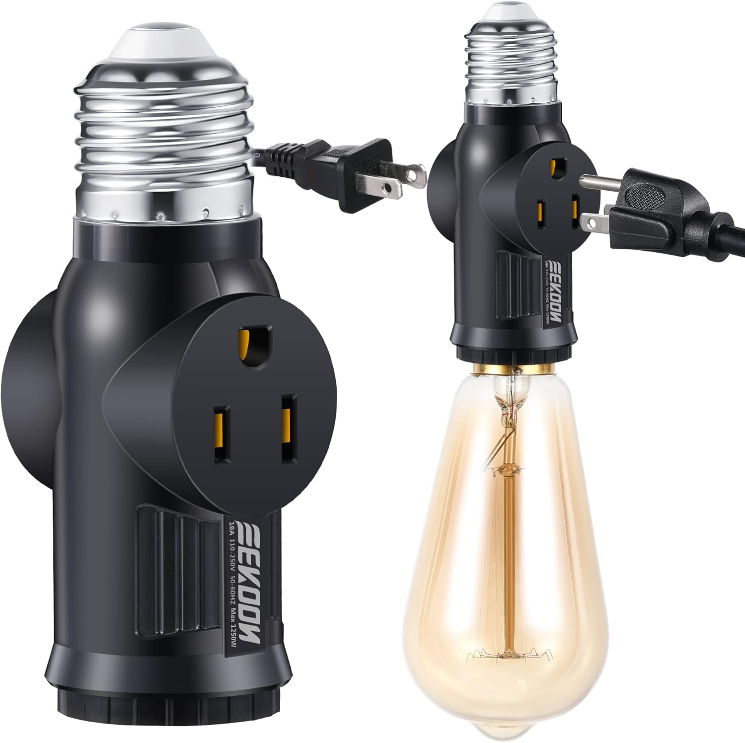 Buy 3 Prong Light Bulb Outlet Socket Adapter, E26 E27 Light Socket to