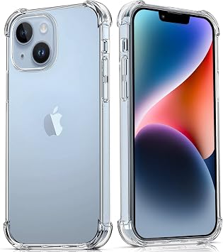 Crystal Clear Case for iPhone14, Shock Absorption Bumper, Soft Flexible TPU, Anti-Drop, Anti-Fingerprint, 3600 Shockproof, Screen & Camera Protective, Transparent Protective Back Cover