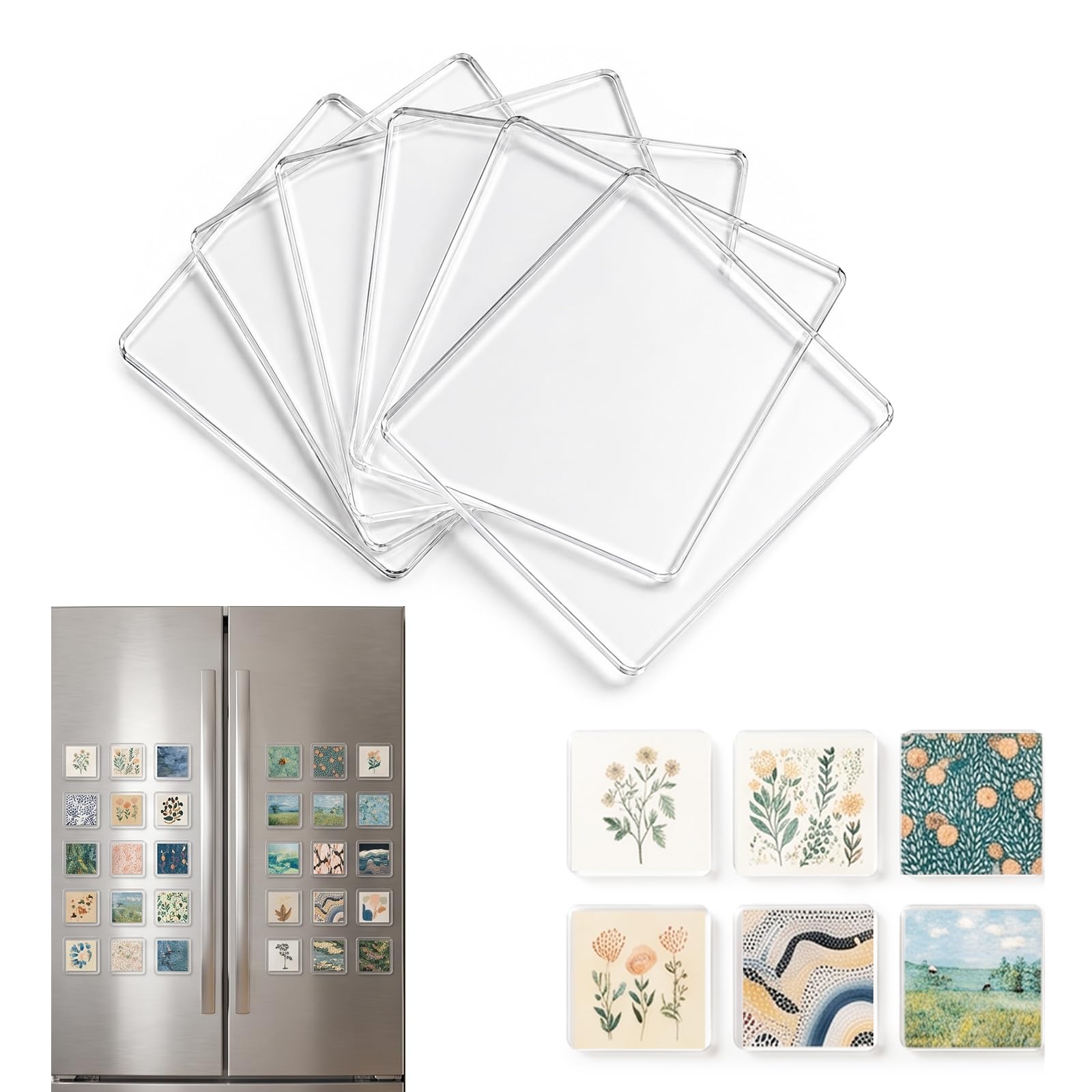 6Pack Magnetic Photo Frames 2x2 Clear Acrylic DIY Fridge Magnets