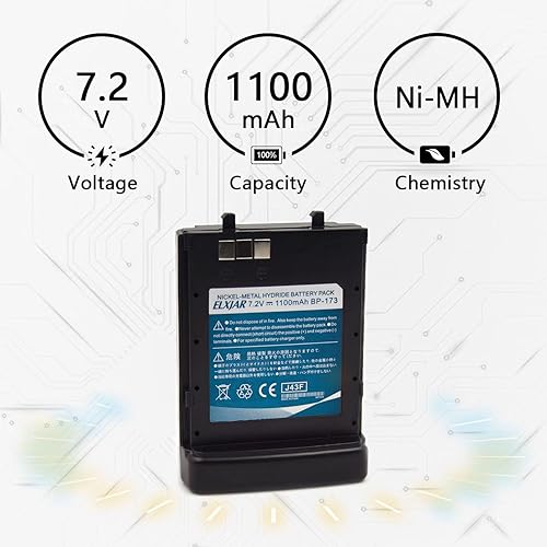 Miniatura 3 de elxjar Reemplazo de batería Ni-MH de 7.2V 1100mAh BP-173 para radios bidireccionales Icom IC-T7H, IC-T22A, IC-W32A, IC-W31, BP-180