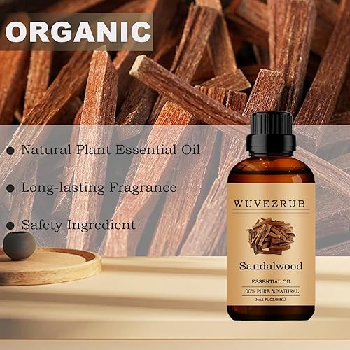 Miniatura 2 de Aceites esenciales de sándalo orgánicos, 1.06 onzas líquidas de aceite esencial de sándalo puro y natural para difusor de aromaterapia, sándalo1