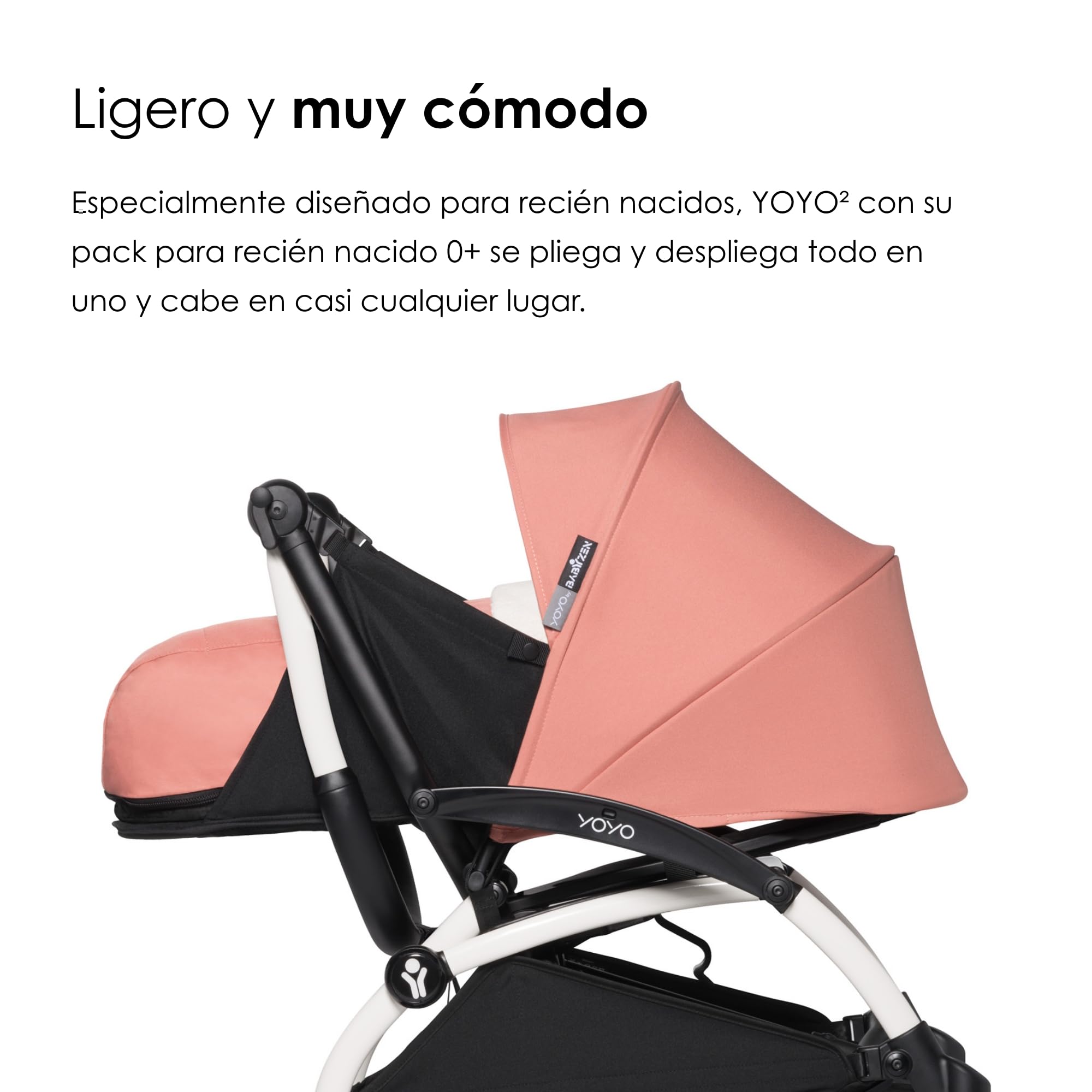 BABYZEN Cochecito Completo YOYO2 - Incluye Pack Recién Nacido 0+ (Ginger), Chasis (Blanco) & Pack 6+ Color (Ginger) - Para Niños Hasta 22 kg