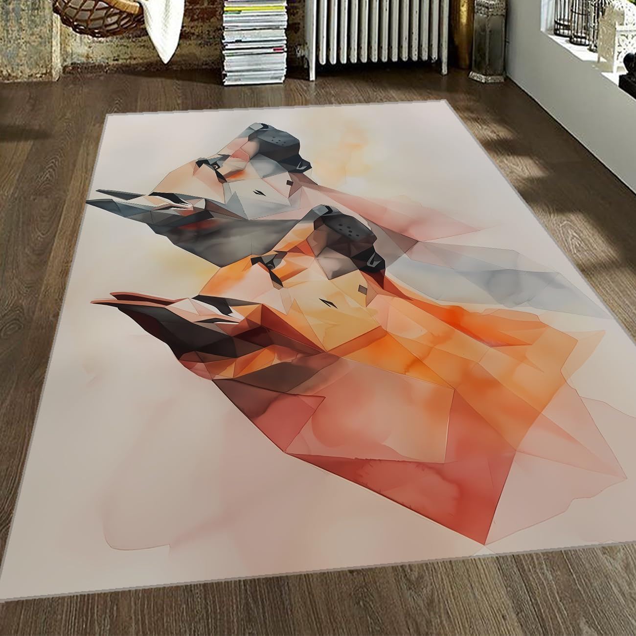 Tapis géométrique 120x240cm lavable et solide pour chambre et salon