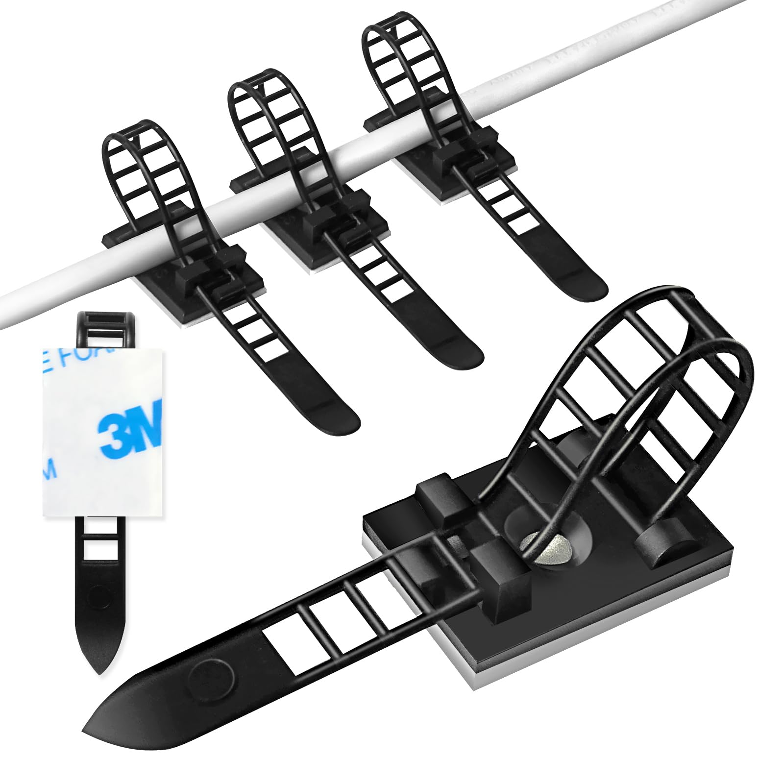 25 Clip Adesive Per Cavi Con Viti - Fascette Regolabili In Nylon Per Organizzare Cavi In Casa E Ufficio