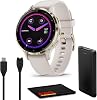 Garmin Venu 3S Advanced Fitness and Health Tracker Smartwatch with Soft Gold Stainless Steel Bezel Ivory Case and 41mm Silicon Band 1.2 AMOLED Touch Screen Display, Accessory Set