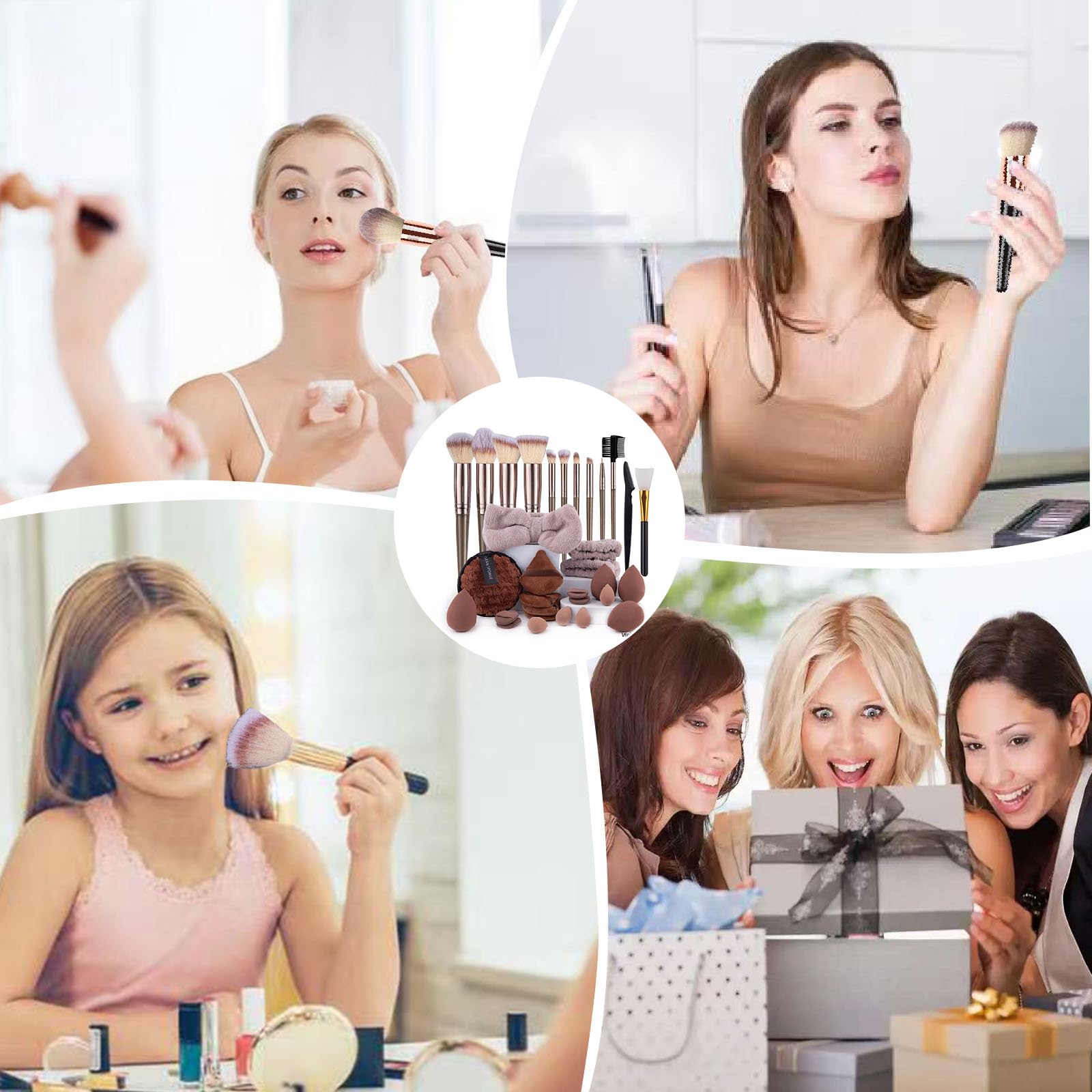 Brocha de Maquillaje Profesional Avanzada, 52 Piezas Juego de Brochas de Maquillaje Profesional Avanzado para Rostro y Ojos Blush Foundation Concealer Powder#1