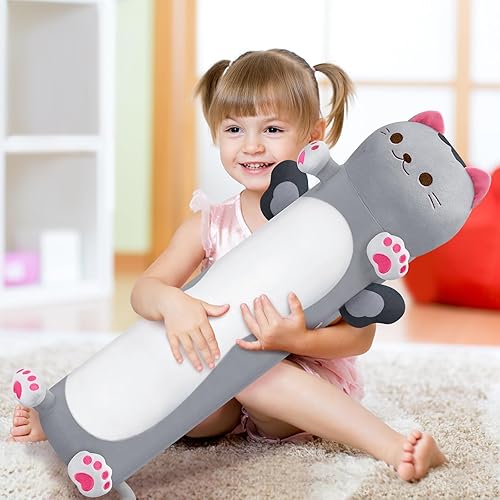 Miniatura 2 de KMUYSL Almohada de felpa de gato, juguetes de peluche de gatos, juego de almohada de felpa suave Kawaii para niños y adultos, regalo ideal de