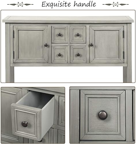 Miniatura 5 de Mesa de gabinete de almacenamiento para TV de 72 pulgadas, gabinete de estilo abierto, centro de entretenimiento, mesa consola de madera con 2