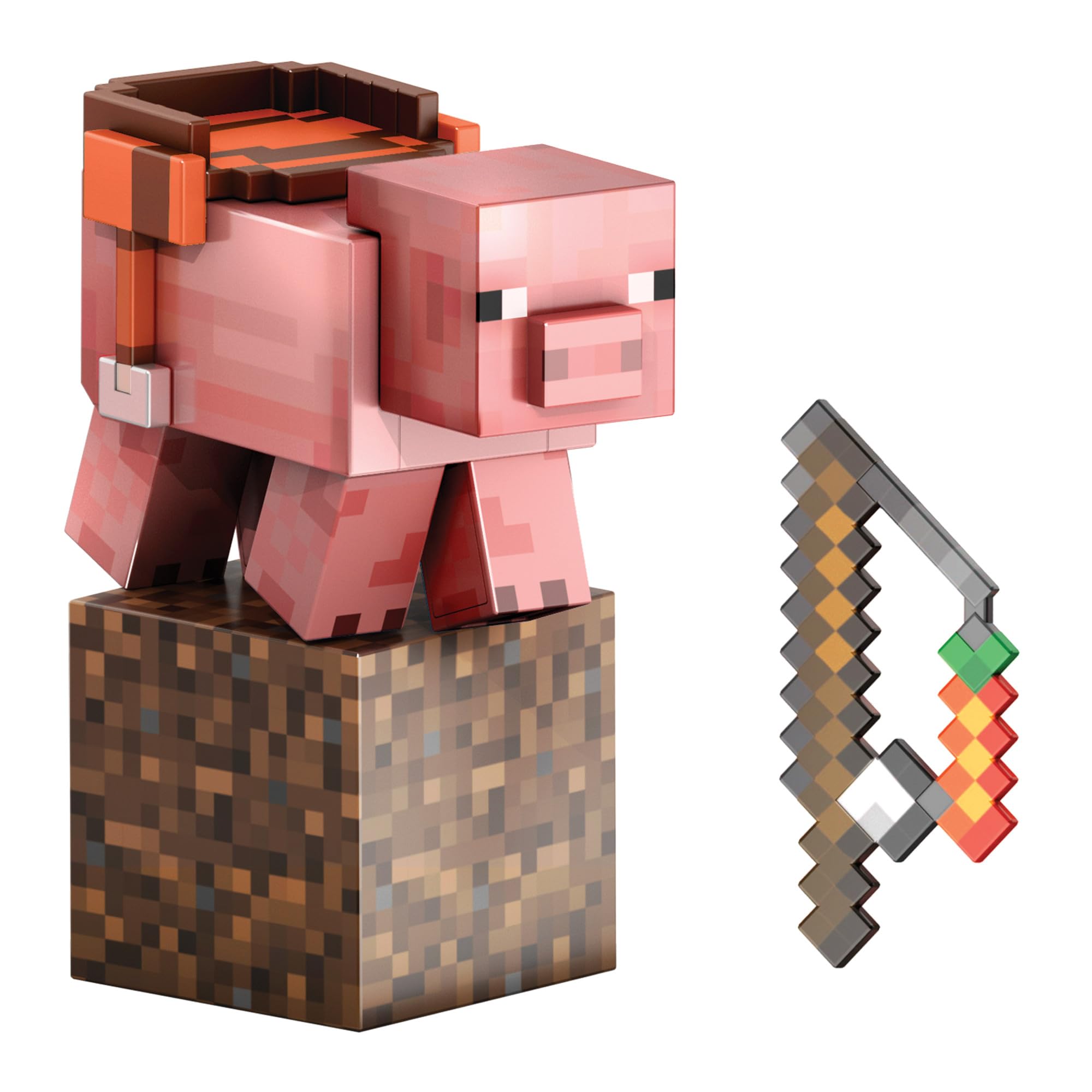 Minecraft Diamond Level Pig Action Figure with 4 Accessories, 5.5-in Collector Scale & Pixelated Design, HTM04