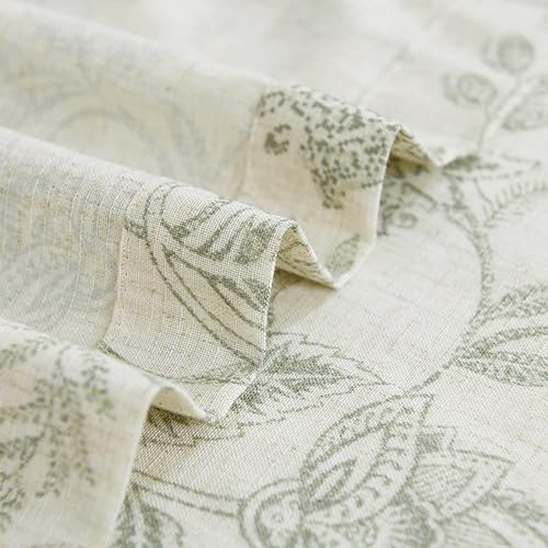 Miniatura 7 de Lazzzy Cenefa de lino con lazos florales verdes, cenefa de lino para cocina, sala de estar, baño, dormitorio, cenefas de campo, tratamientos de