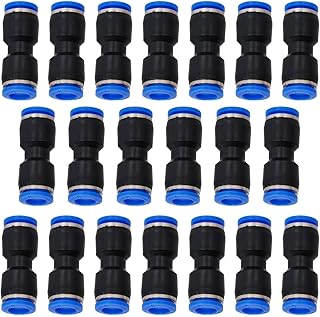 JJDD Air Tool Fittings,20 X Air Piping 8mm to 8mm (5/16) Straight Push Connectors Plastic Push Tube Quick Connect Fittings Pneumatic Connectors Air Line Fittings Tube Fittings Push Lock