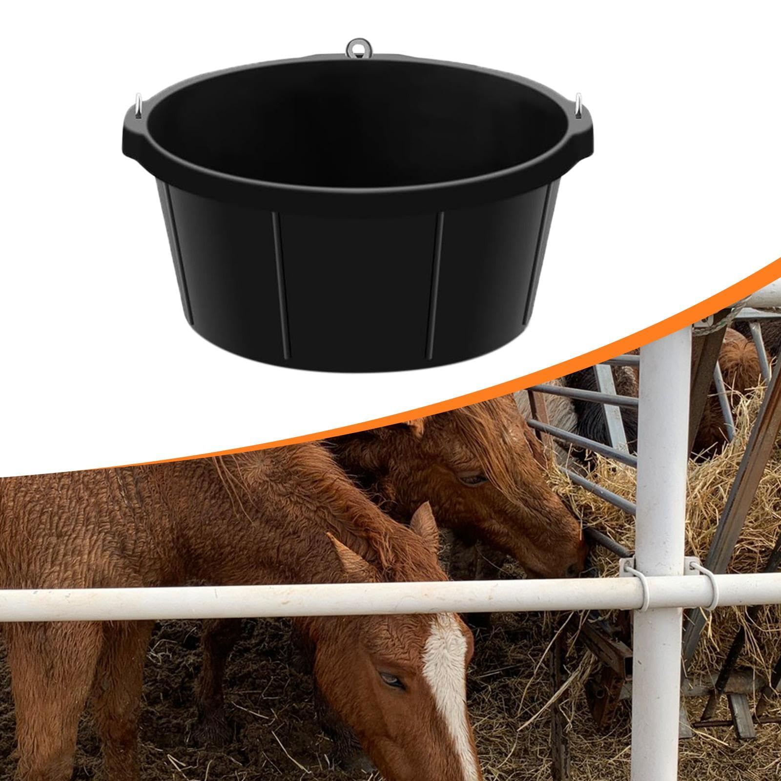 harayaa Bandeja de alimentación de goma Bandeja de alimentación Cubo de para caballos Bebedero para de animales de granja Caballos