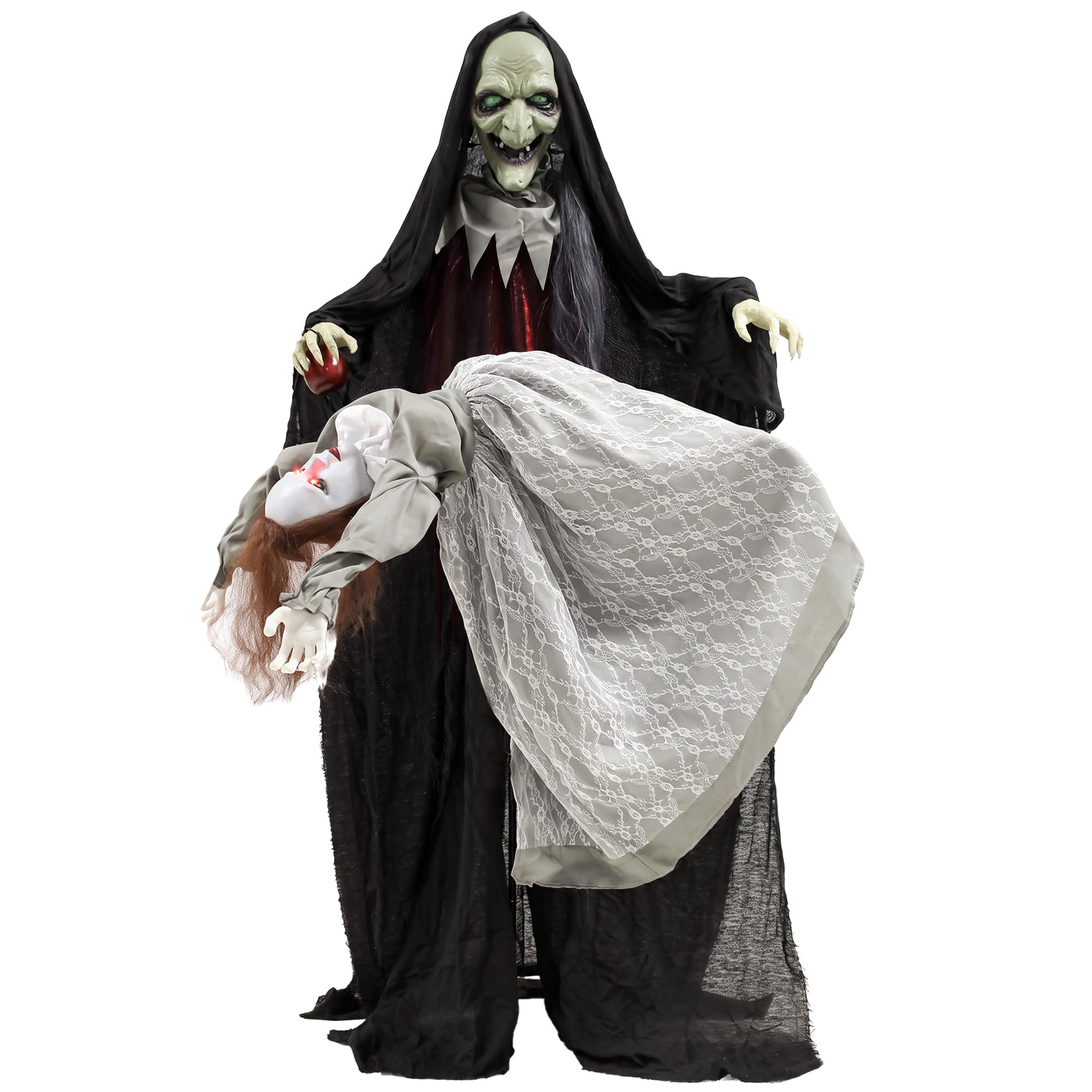 HOMCOM 71" Halloween Animated Standing Witch, Halloween Animated Decoration