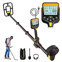 Metal Detector Professionali – 2000mAH Ricaricabile Metal Detector Oro per Adulti con Display LCD, Alta Precisione, Bobina di Ricerca IP68 Impermeabile da 10″, Pieghevole e Retrattile
