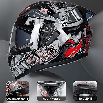 Bluetooth Motorcycle Helmet Anti-Fog Double Visor Flip Up Full Face Motorbike Helmet DOT Approved Built-in Dual Speaker with Microphone Automatic Answering for Adults Men and Women
