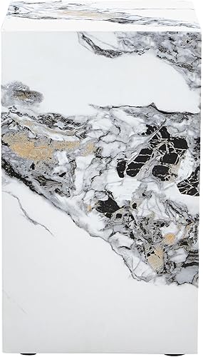 Miniatura 8 de Maotifeys Mesa auxiliar de mármol blanco, moderna y elegante, mesita de noche para dormitorio, sala de estar, mesa auxiliar cuadrada de mármol