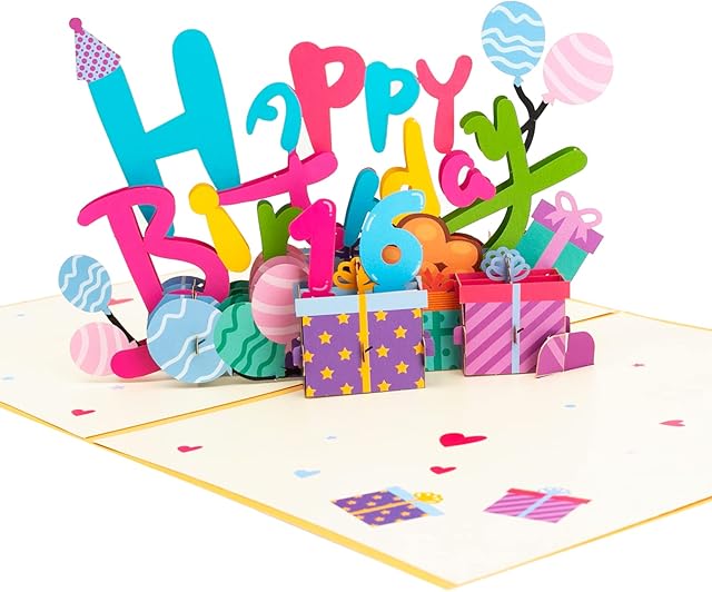 Pop Up Birthday Cards. 3D Happy Birthday Card for Women Men Mum Daughter Wife Family Friends Kids. Funny DIY Design. (Happy Birthday)