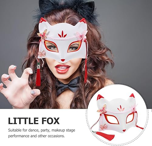 Miniatura 4 de SEWACC Máscaras tradicionales japonesas, máscara de zorro de anime japonés, máscara de zorro para cosplay, máscara de Kabuki, máscara de zorro de