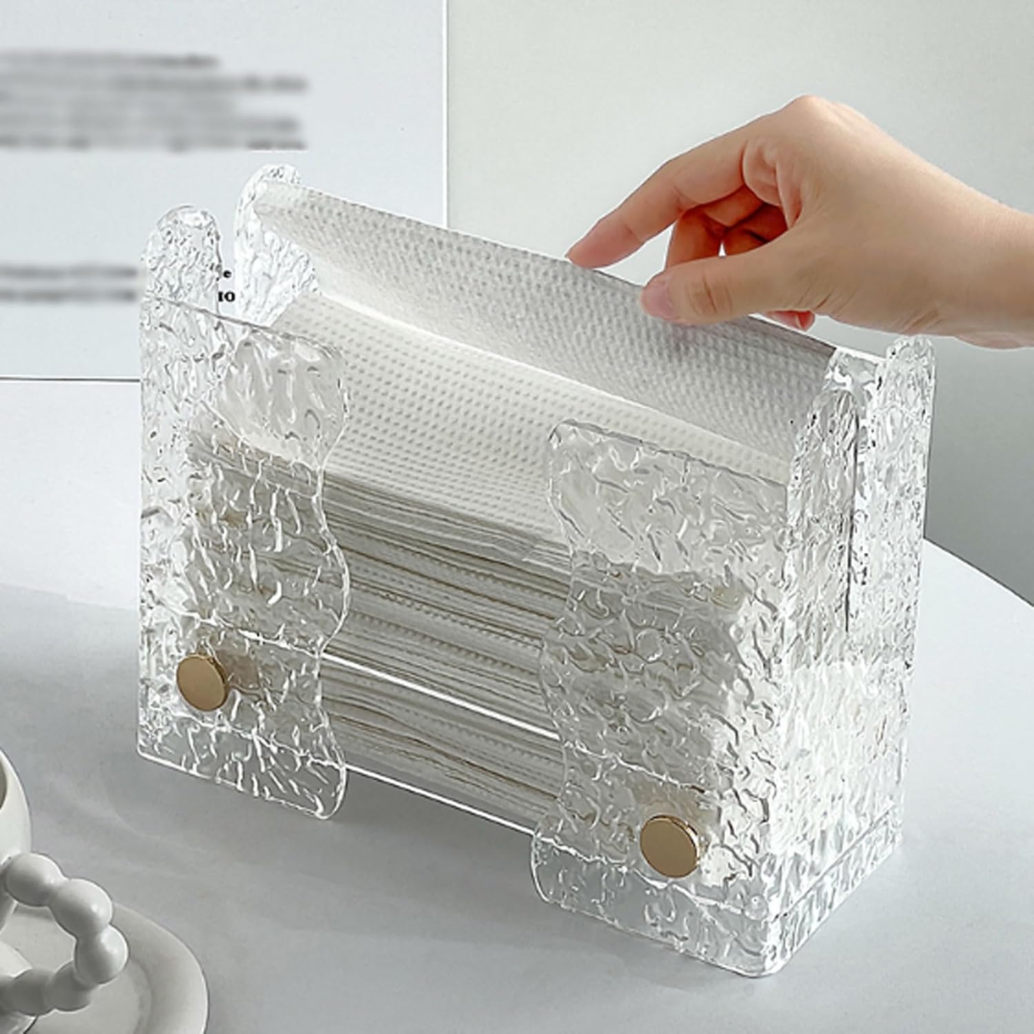 Water Ripple Acrylic Tissue Box - Bathroom Kitchen Storage Organizer Multi-Purpose Paper Towel Napkin Holder