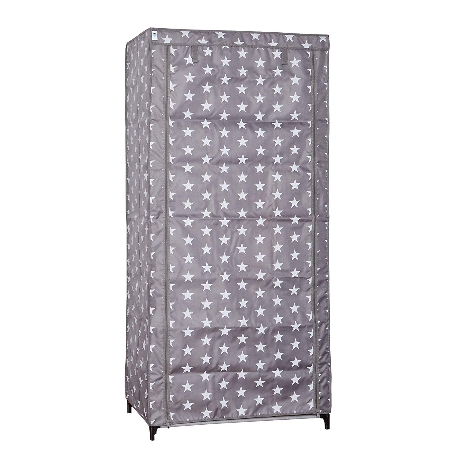 Love IT Store IT szafa z materiału z drążkiem na ubrania i półką – składana szafa do przechowywania ubrań, butów i wielu innych – szara z gwiazdami – 80 x 50 x 175 cm (dł. x szer. x wys.)