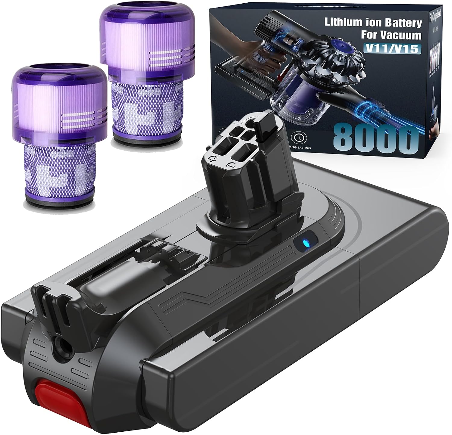 Morpilot Batteria per Dyson V11 8000mAh Batteria a scatto di ricambio per V11...